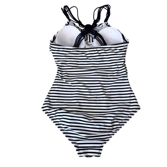 NWOT Women's Nautical Bathing Suit High Coverage One Piece Size Medium - Picture 3 of 7
